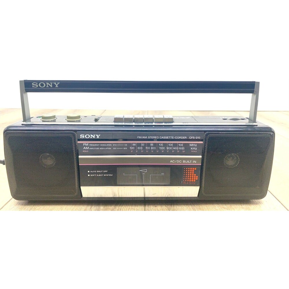 Vintage Sony CFS-210 AM/FM Stereo Cassette Recorder Sound Rider Boombox Works - Picture 2 of 9